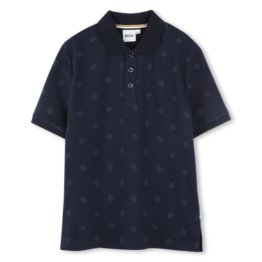 BOSS playera Polo para niño y adolescente all over print new logo, azul marino